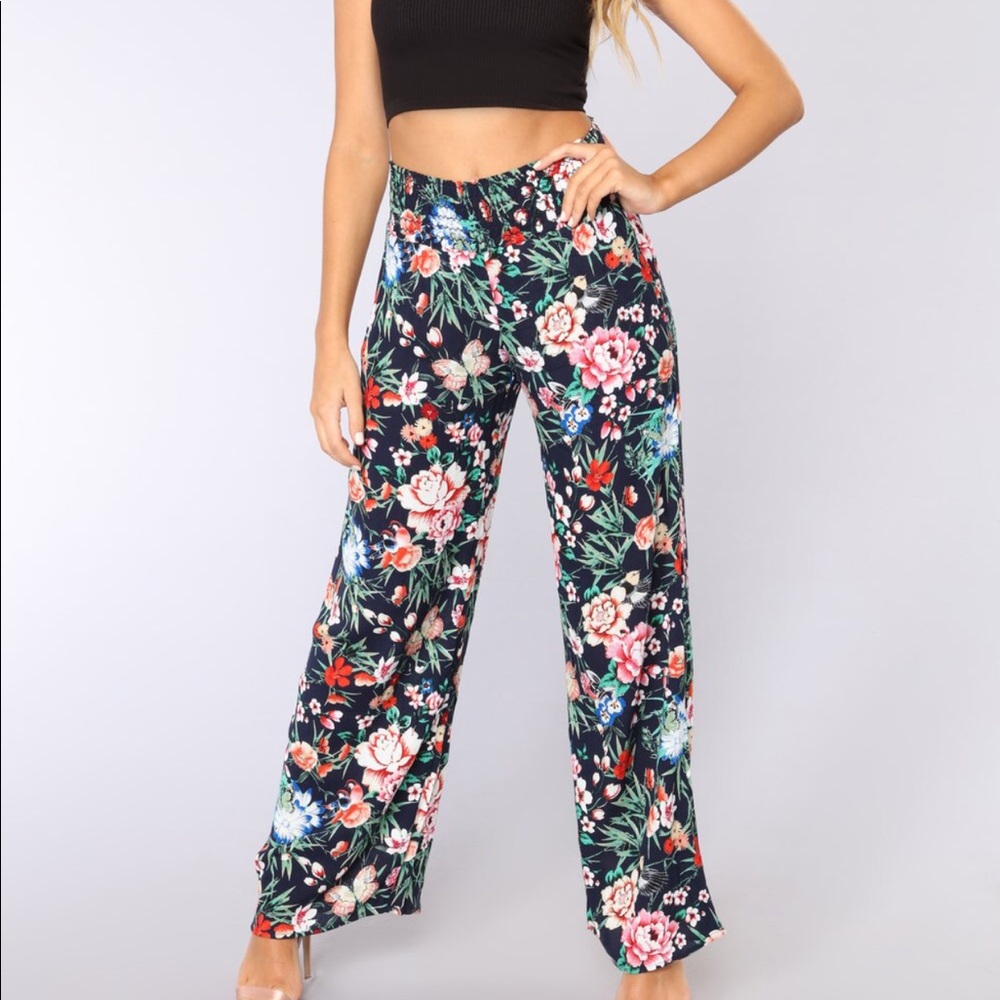 Navy Printed Palazzo Pants